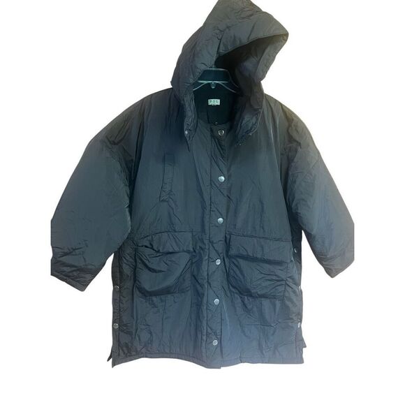 POL Womans Hooded Black Lightweight Oversized  Winter Puffer Jacket Sz L NWOT - Picture 1 of 9